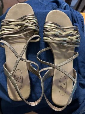 Metallic Gold Strappy Women's Sandals